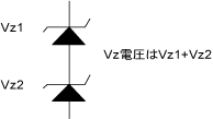 ツエナーダイオードを直列に接続した場合の図です。