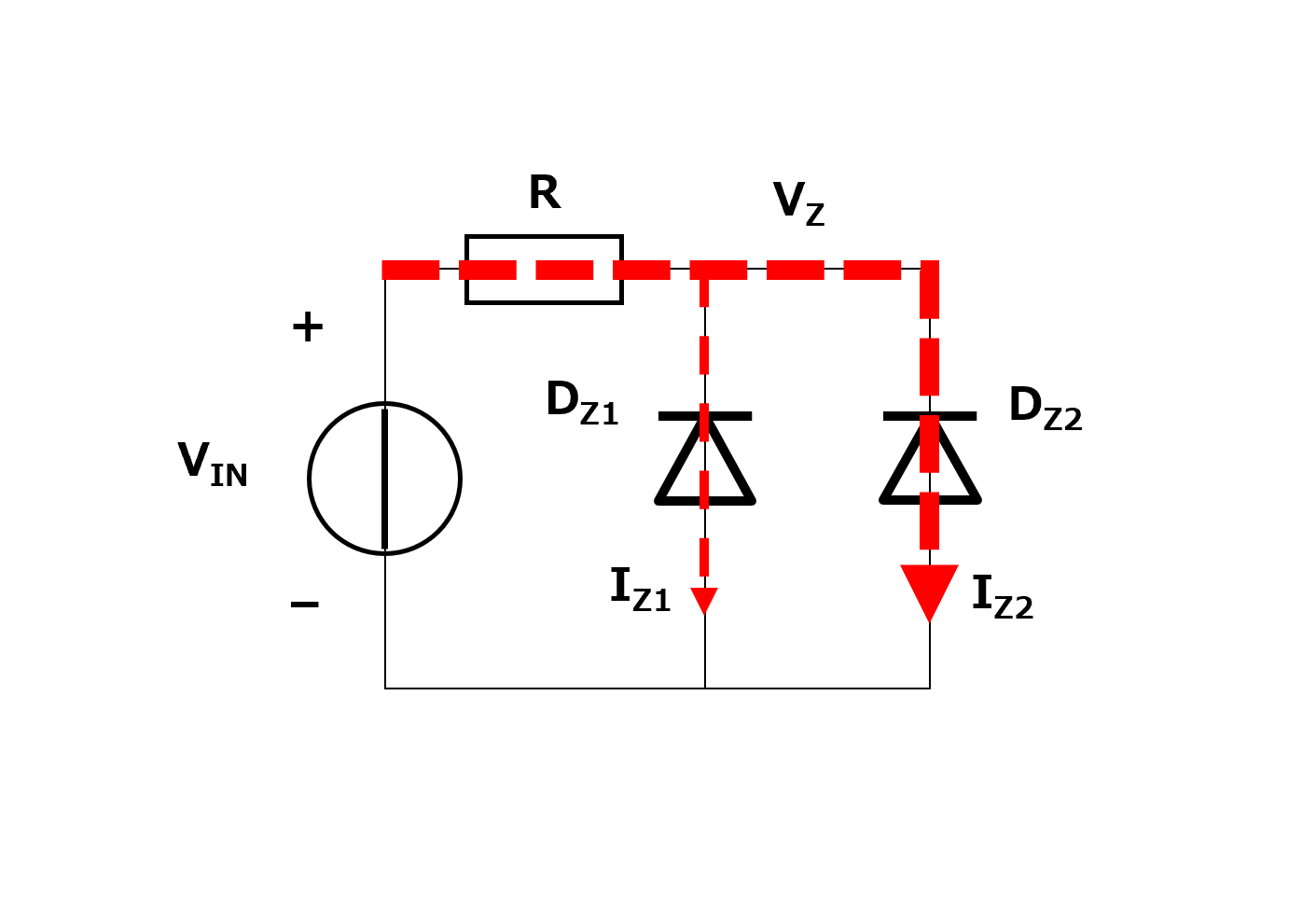 図-1　ツェナーダイオード平行回路例（非推奨）