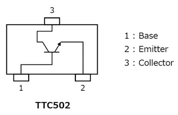 The illustration of pin assignments of automotive bipolar transistors helping downsizing equipment : TTC502.