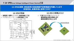 これは、LV-IPD (Low Voltage Intelligent Power Device) の説明会資料です。