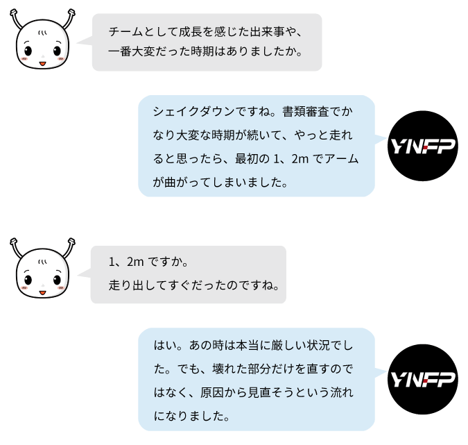 YNFPはシェイクダウン直後にサスペンションアームの破損という大きなトラブルを経験しました。応急修理ではなく原因究明を重視し、チーム全体で課題解決に取り組みました。