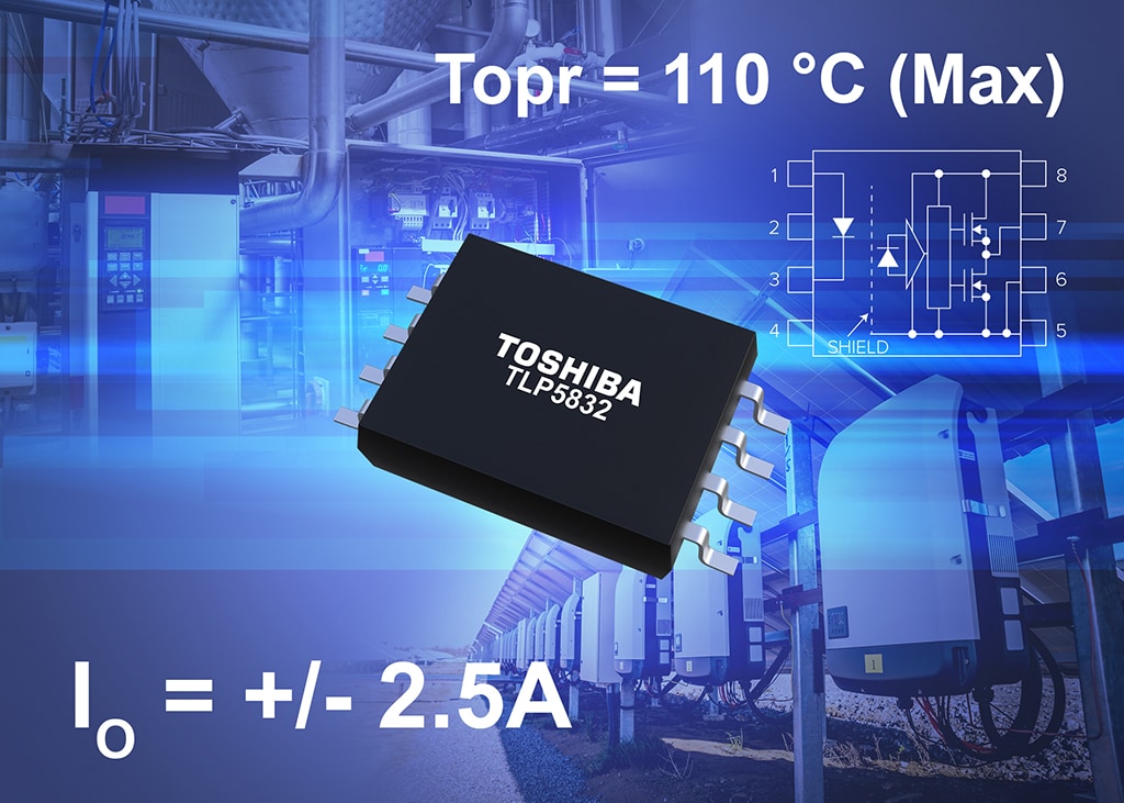 Toshiba gate driver photocoupler with 2.5A peak output current in low profile package 