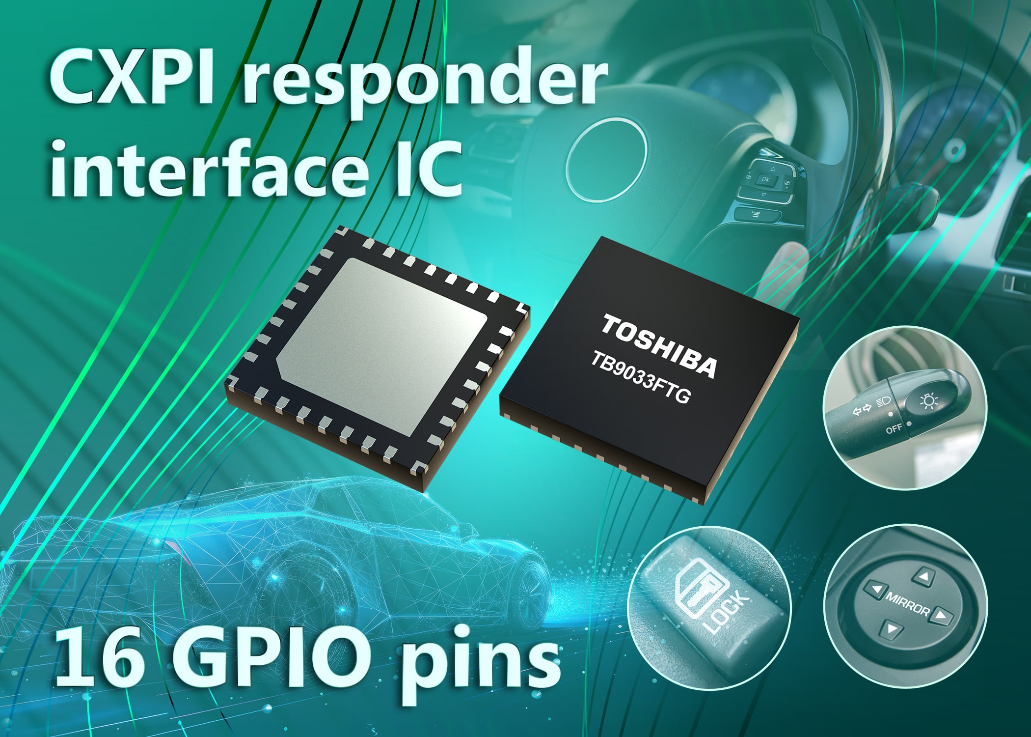 Toshiba now sampling automotive CXPI responder interface IC with built-in hardware logic