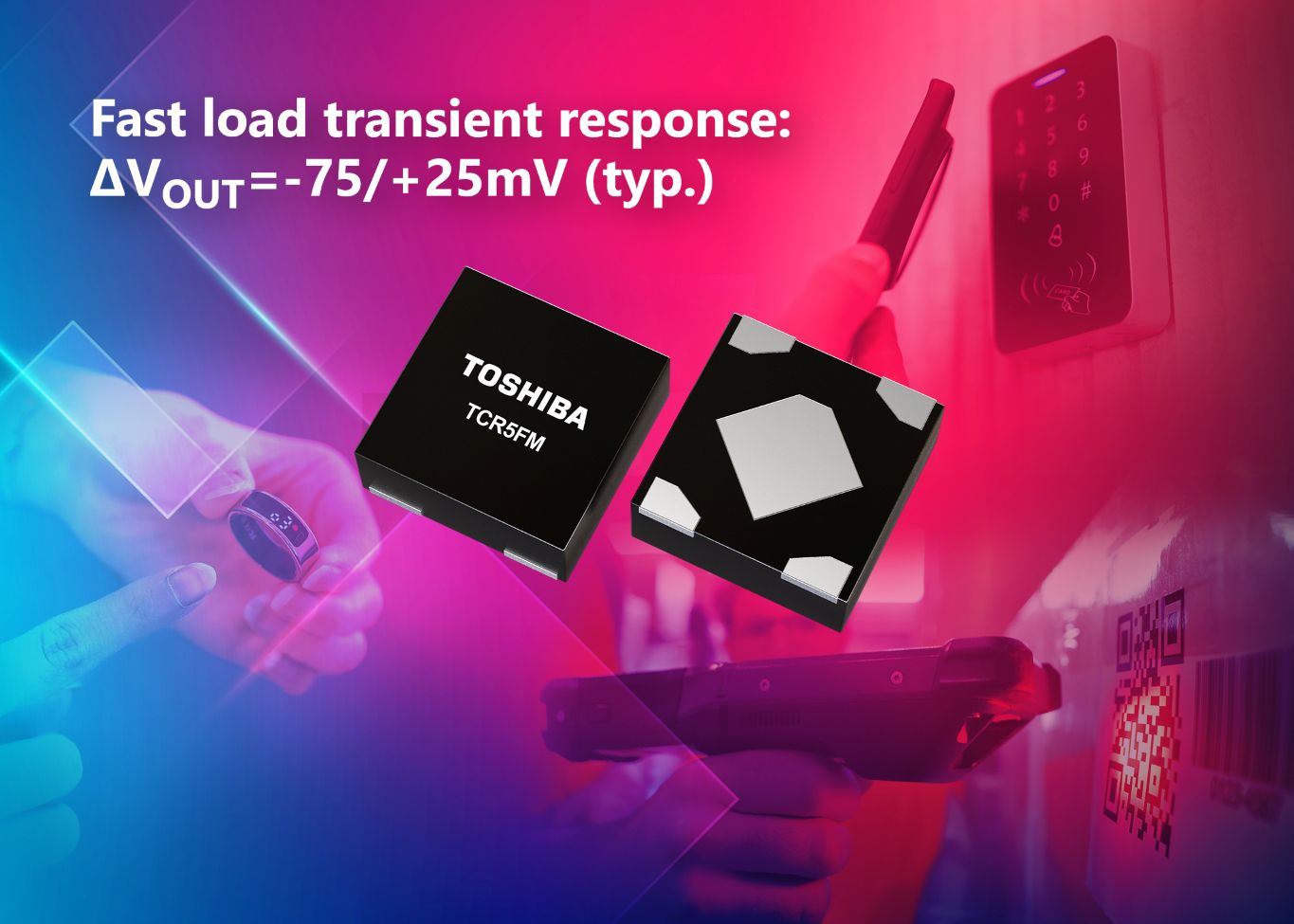 Compact, low-noise LDO regulators provide fast load transient response from standby to stabilise DC power line