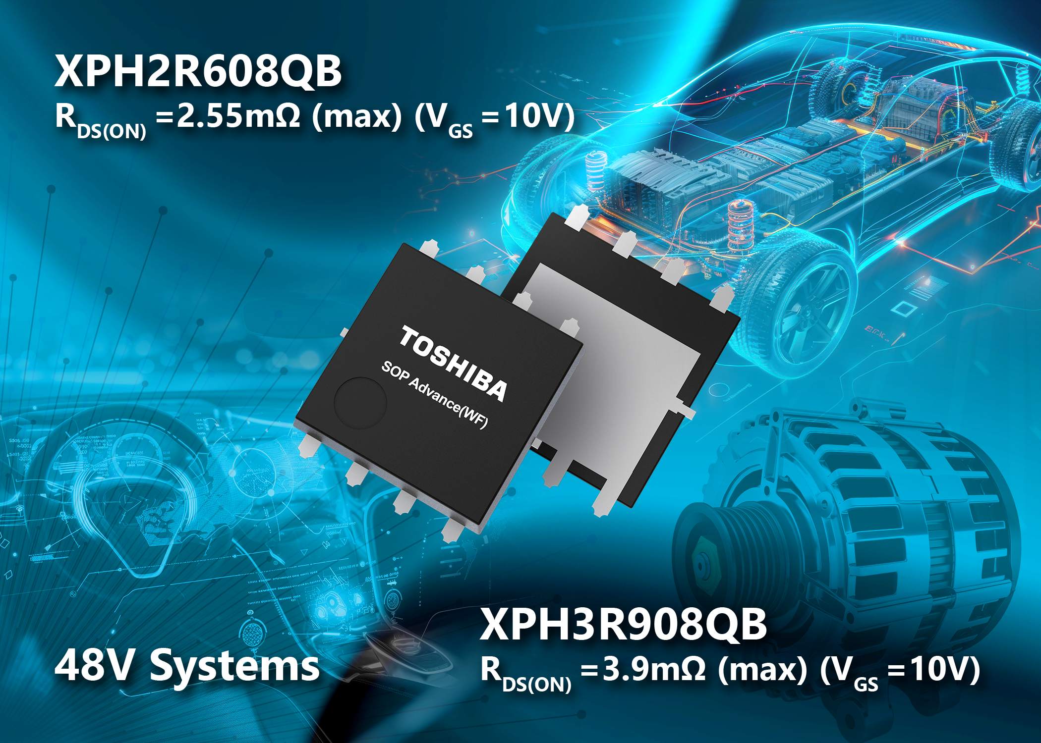 Toshiba expands 80V N-channel MOSFET lineup to support 48V automotive systems