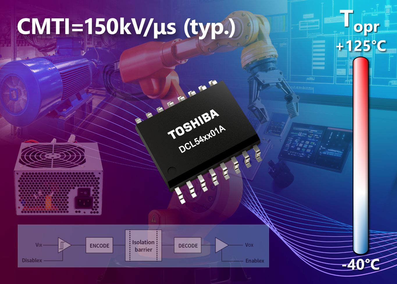 Toshiba introduces quad-channel digital isolators for high-temperature industrial applications