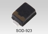 The package photograph of low capacitance TVS diodes for automotive applications offering fine protection performance while keeping signal quality at several Gbps : DF2S5M4FS, DF2S6M4FS.