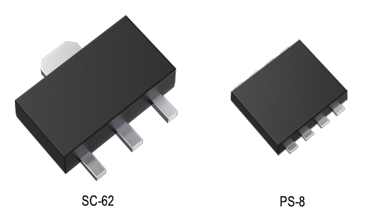 The package photograph of bipolar transistors contribute to saving space on mounting boards.