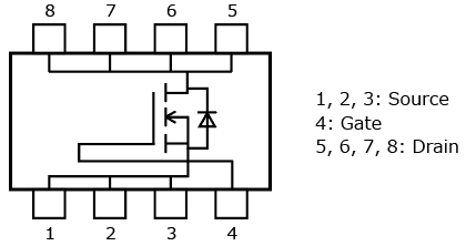 The illustration of internal circuit of lineup expansion of 40 V N-channel power MOSFETs that contribute to lower power consumption for automotive equipment.