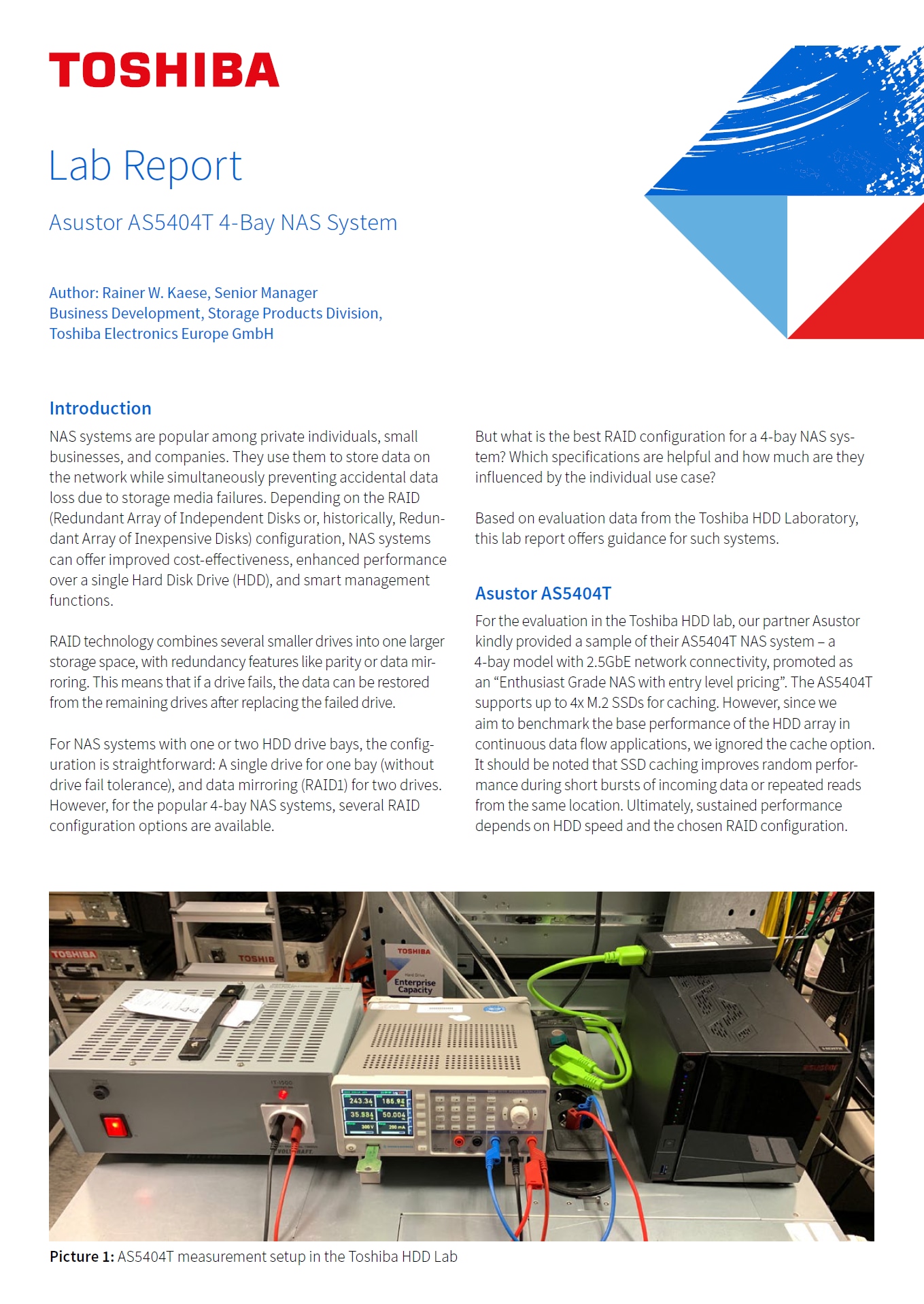 Screenshot of the Lab report for Asustor