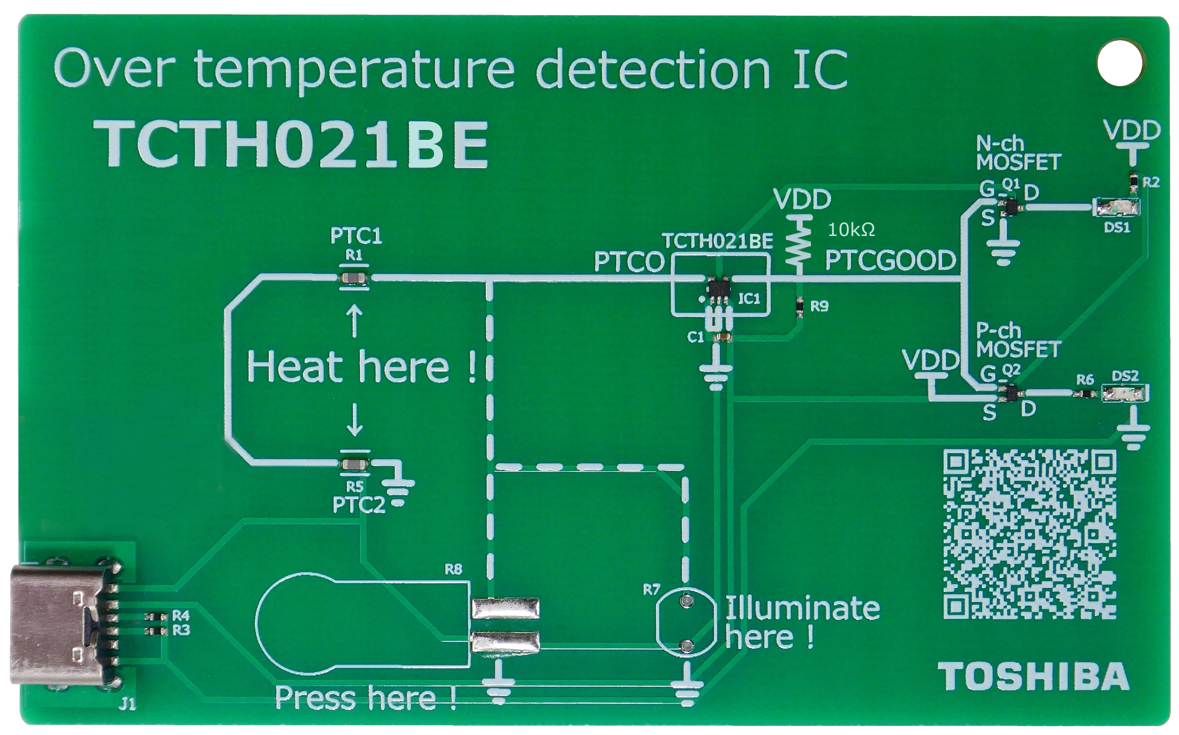 Over Temperature Detection IC Thermoflagger<sup>TM</sup> Application Circuit (TCTH021BE / Open-drain type)