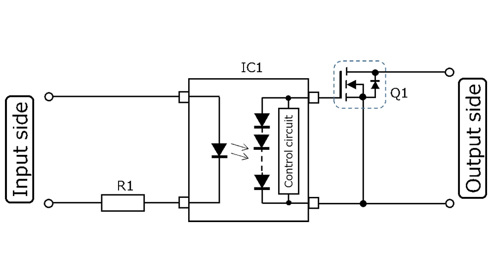 HVAC application of photovoltaic-output photocoupler and MOSFET as replacement for mechanical relay.