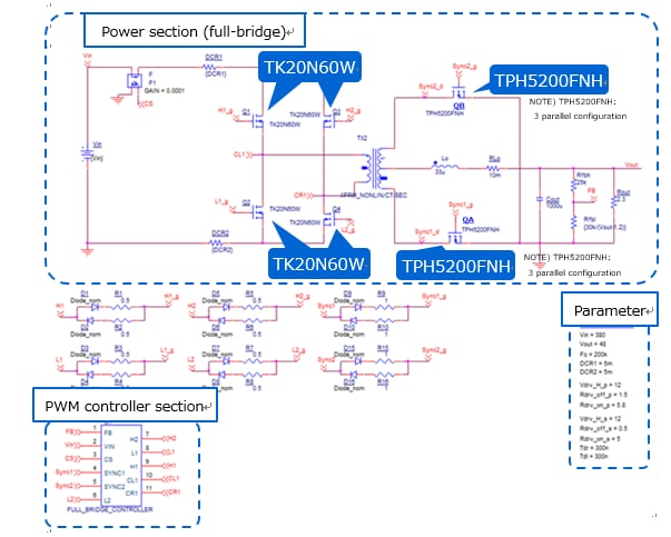 Circuit of Full-Bridge AC-DC power supply basic simulation circuit.