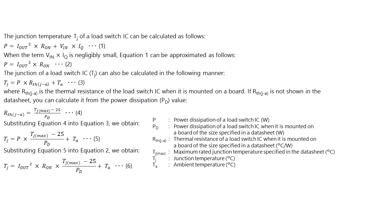Figure 4-1. Calculating the power dissipation of a load switch IC and heat dissipation