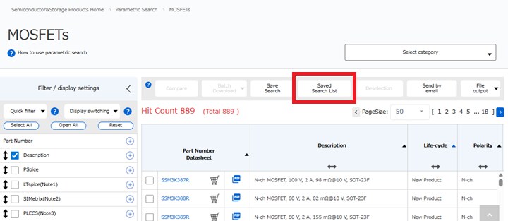 Saved Search Conditions List  image