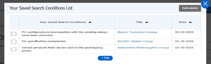 Saved Search Conditions List  image