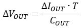 The relationship equation between the output voltage variation (∆VOUT) and the output capacitor (COUT)