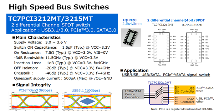 Is there a bus switch that can switch high-speed signals (USB3.0/3.1, PCIeTM3.0, etc.)?