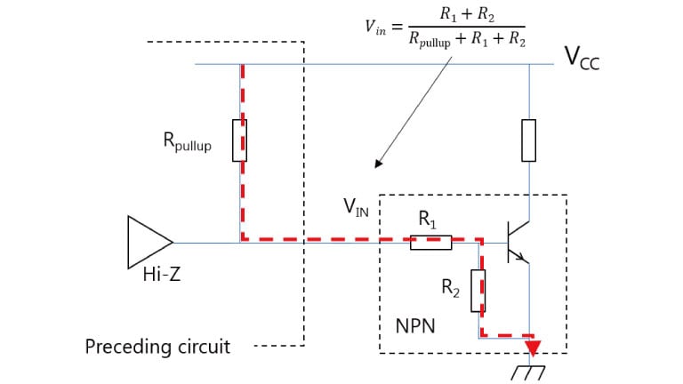 Figure 2 Preceding circuit pulled up to VCC