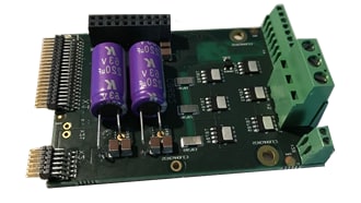 図5：最新世代のMOSFET「U-MOSIX-H TPW3R70APL」を搭載し、最大200Wのモーターに対応した低電圧電源ボード。