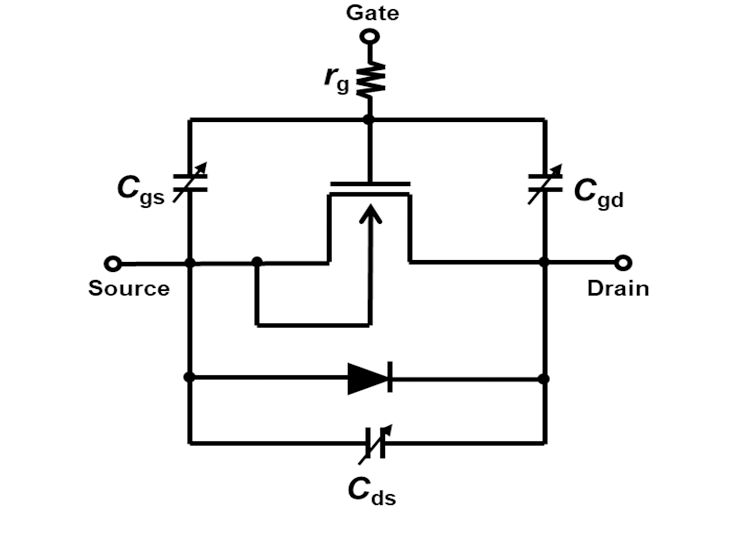 Fig. 2.  Schematic of FP-MOSFET SPICE model (outline drawing)