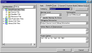 Compile Option Setting Screen
